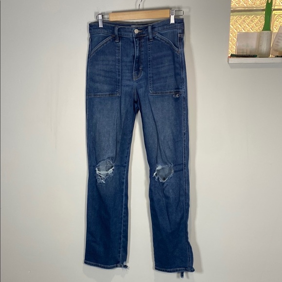 Cello Blue High Rise Distress Mom Jeans - Picture 1 of 12